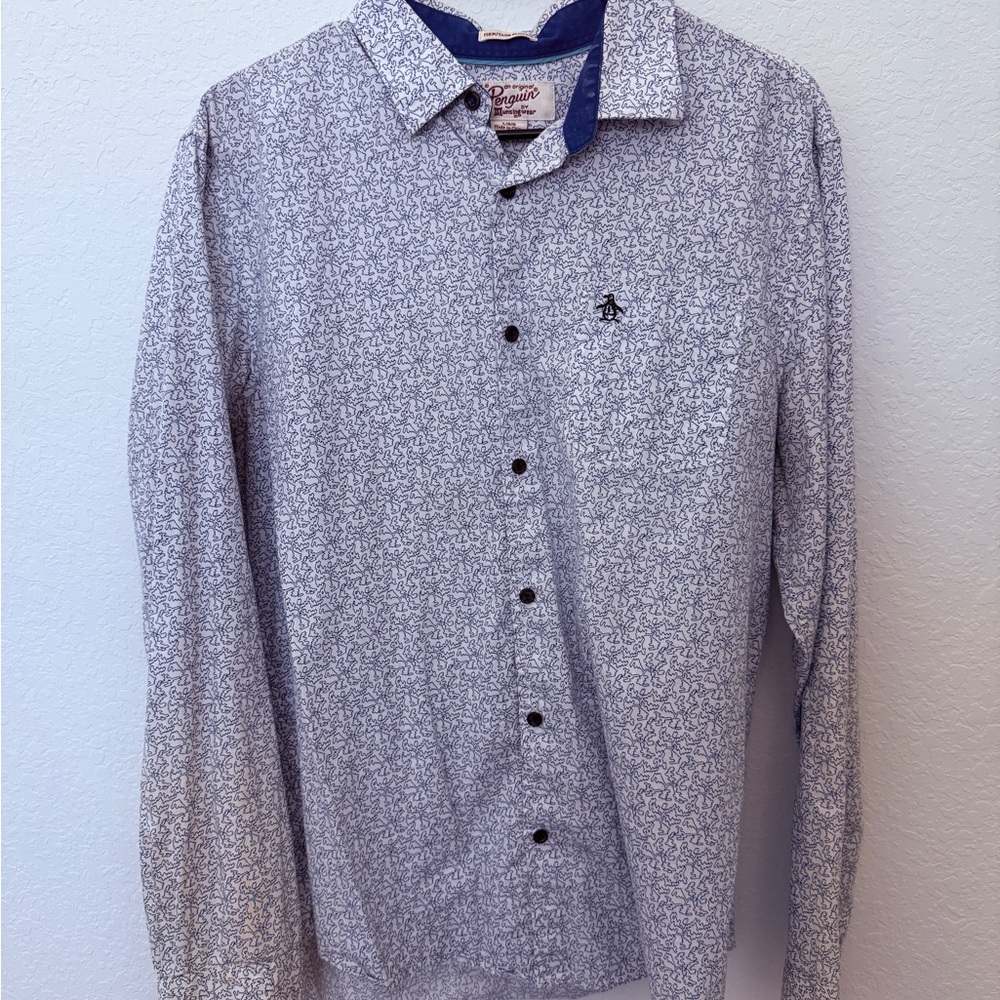 Penguin Button-Down Slim Fit Dress Shirt (Large)